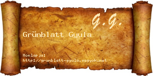 Grünblatt Gyula névjegykártya
